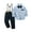Blue, variant on CARETOO Toddler Boy Clothes Gentleman Outfits Formal Dress Shirt Bowtie Suspender Pants 3Pcs Cotton