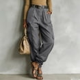 thumbnail image 4 of cocolona Womens Summer Casual High Waist Cargo Pants Elastic Waist Straight Outdoor Hiking Joggers with Pockets, 4 of 5