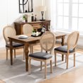 thumbnail image 7 of French Style, Gray Linen & Rattan Back Dining Chairs - Soft Cushioning for Dining, 7 of 7
