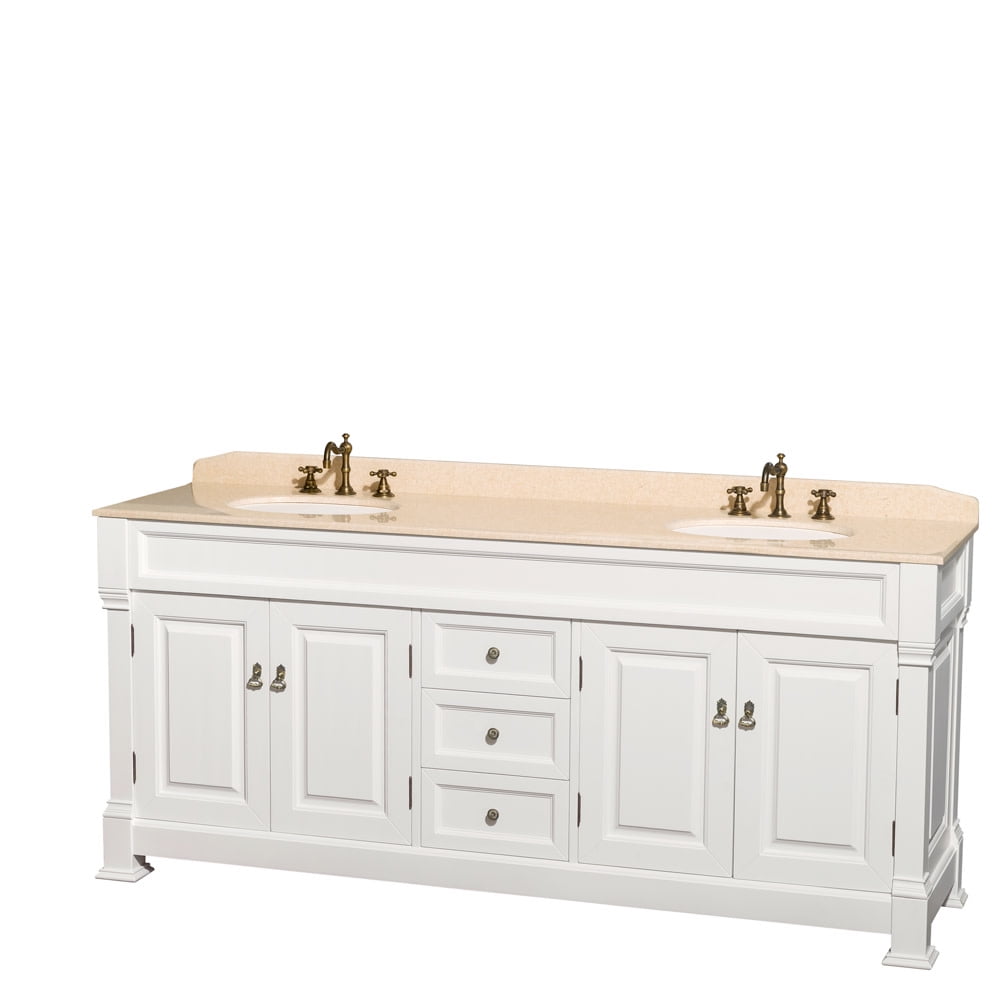 Wyndham Collection Andover 80 Inch Double Bathroom Vanity In White With Ivory Marble Countertop Wyndham Collection Andover 80 Inch Double Bathroom Vanity In White With Ivory Marble Countertop
