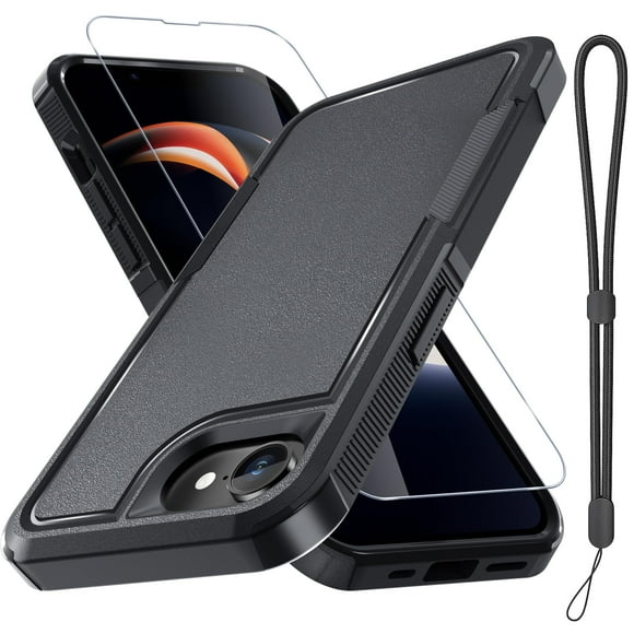 Funda RMOCR para iPhone 16E con protector de pantalla, color negro