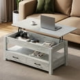 thumbnail image 1 of Greenstell Table Basse à Plateau Relevable avec 2 Tiroirs, 39 Pouces de Large, Gris, 1 of 8