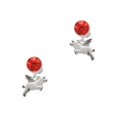 thumbnail image 2 of Delight Jewelry Silvertone Flying Pig Red Crystal Clip on Earrings, 2 of 5