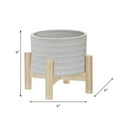 thumbnail image 5 of Flower Pot for Home Decor Planter with Wooden Stand - Ceramic Indoor Plant Pot for Garden Styling, Patio, and Hallway - Accent with Textured Design Living Room Decor - 6", Ivory & Tan, 5 of 14