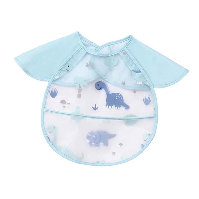 Babero impermeable para bebé, cómodo y con bolsillo, para bebés de 6 a 36 meses. Dinosaurio