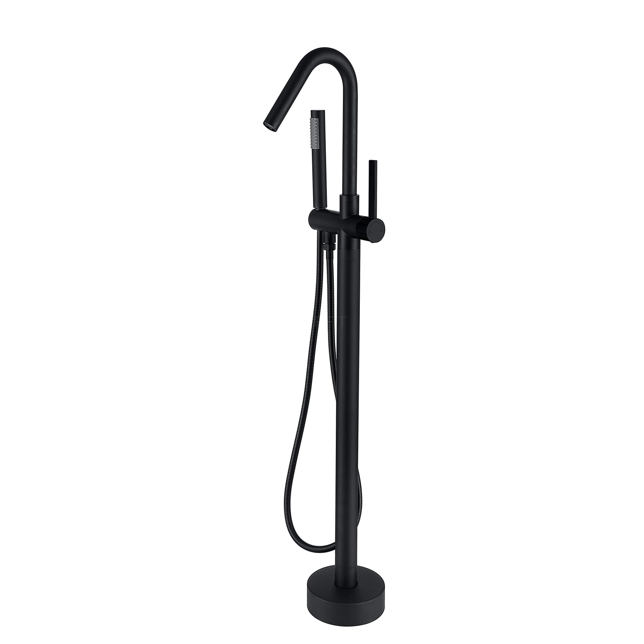 JERFIT Matte Black Freestanding Tub Filler with Hand Shower, Modern Bathroom Faucet for Bathtub, Metal Construction