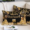 thumbnail image 2 of Happy Birthday Throw Pillow Covers, Gifts Golden Black Balloons Goblet Glitter Ribbons Soft Breathable Pillow Cases with Invisible Zipper, King Size Pillowcases for Couch Bed Sofa Chair 20x36 Inches, 2 of 9