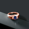 thumbnail image 4 of Gem Stone King 1.66 Ct Blue Created Sapphire White Created Sapphire 18K Rose Gold Plated Silver Men's Ring, 4 of 6