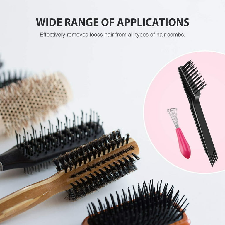 2 Pieces Hair Brush Cleaner Tool Cleaning Tool Comb Cleaner Hair Brush  Cleaner Comb Brushes Mini Hair Dirt Remover Brush with Metal Wire Rake  Wooden