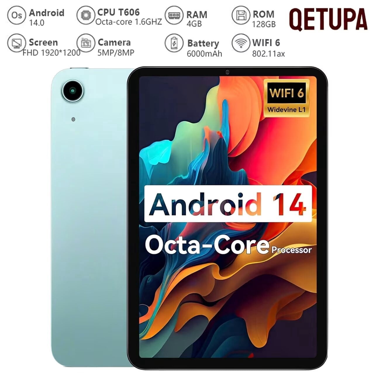 This Tablet, Measuring 10.1 Inches And Running on Android 14, Comes with 4GB of RAM And 128GB of Storage, T606 Octa-Core Processor Clocked at 2.0Ghz, 5MP Front, 13MP Rear Camera, Tablet, Pad