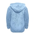 thumbnail image 6 of Yeglea Womens Winter Fuzzy Faux Fur Teddy Hooded Jacket Full Zip Plush Sherpa Outerwear with Side Pockets Drawstring Hood Ribbed Hem for Casual Streetwear Sky Blue,XXXL, 6 of 7