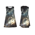 thumbnail image 3 of Bixox Space White Horse Print Women's Sleeveless A-Line Dress with Pockets, Casual Knee-Length Tank Dress for Summer-Small, 3 of 7