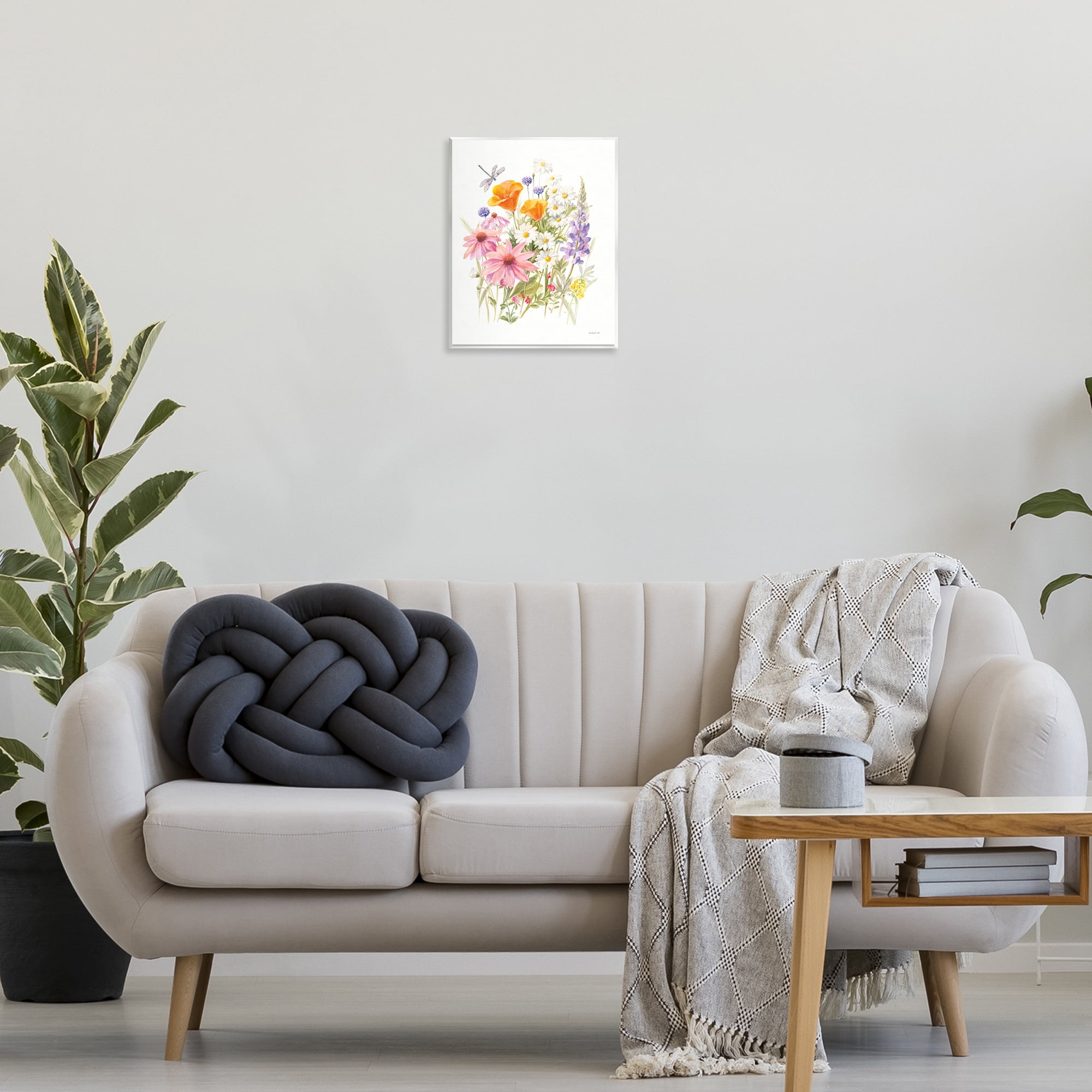 Stupell Industries Bright Flowers & Dragonfly Botanical & Floral Painting Unframed Art Print Wall Art, 11 x 14