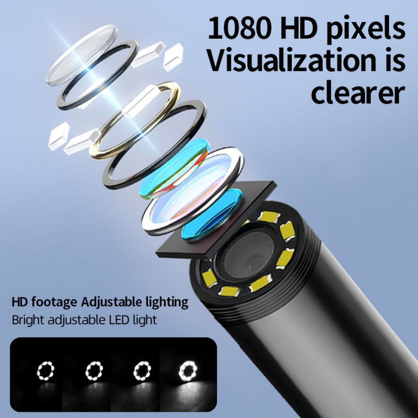 Industrial Endoscope Inspection Camera with Adjustable Light Bracket Waterproof Borescope Camera for Inspection