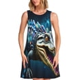 thumbnail image 1 of Balery Starry Sky Colorful Crocodile Vestidos de verano para mujer con estampado: vestido holgado sin mangas, vestido playero informal y cómodo para días calurosos., 1 of 7