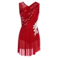 thumbnail image 3 of Doomiva Women's Modern Lyrical Dance Dress Ballet Dancewear High-Low Mesh Skirted for Figure Skating Burgundy XXL, 3 of 5
