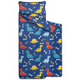 thumbnail image 2 of DarkBlue Cartoon Dinosaurs Bones Pattern Teens Toddler Nap Mat with Pillow, Sleeping Mat Bag for Preschool Daycare 59"x22", 2 of 6