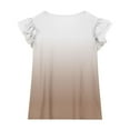 thumbnail image 4 of YTCAMLO Lightweight Short Sleeve Shirts for Girls Fashion Pullover Tops Gradient Printed Summer Blouses Ruffle Sleeve Tunic Shirts, Brown1 14-15 Years, 4 of 7