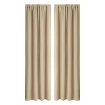 Beige Blackout Curtain Energy Efficient Thermal Insulated Scandinavian Solid Color Silk Fabric Window Treatment 42x84 Inches