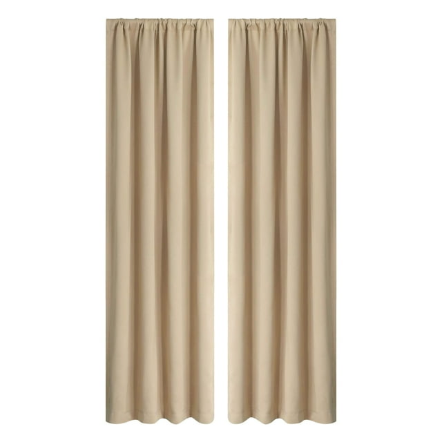 Beige Blackout Curtains Heat Insulation Energy Saving Window Treatment With Polyester Material, Light Blocking And Thermal Design For Bedroom And Kitchen Use 41.73X83.86X0.1In 1Lb