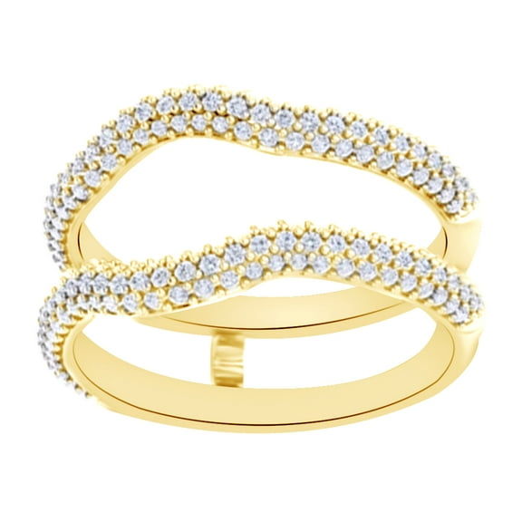 Round Cut White Natural Diamond Enhancer Ring Guard In 14k Solid Yellow Gold (0.5 Ct),Ring Size-13.5