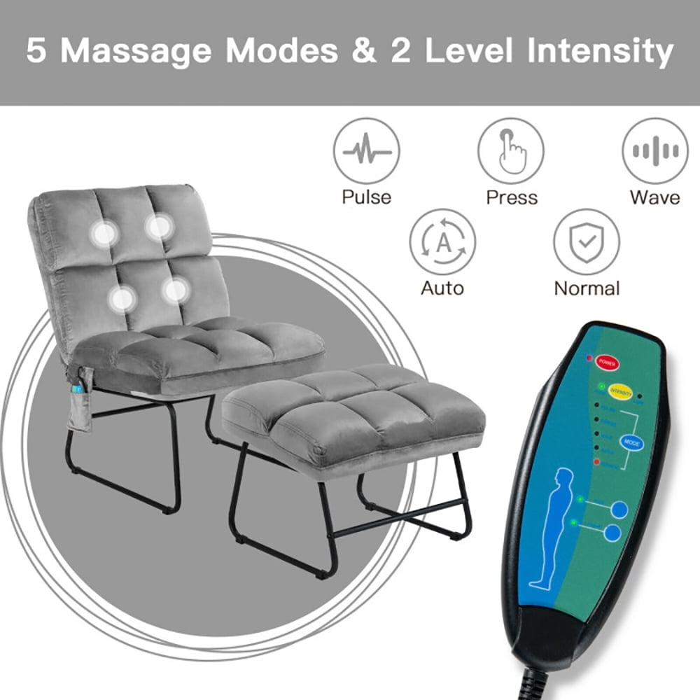 Finihen Massage Recliner Chair, Velvet Massage Recliners with Ottoman Remote Control and Side Pocket, for Living Room, Bedroom, Gray Finihen Massage Recliner Chair, Velvet Massage Recliners with Ottoman Remote Control and Side Pocket, for Living Room, Bedroom, Gray