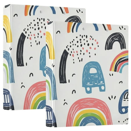 Rainbows Doodle 3 Ring Binders 1.5 inch Hardcover File Folders with Interior Pockets A4 Size Organizer for School Office Hospital Rainbows Doodle 3 Ring Binders 1.5 inch Hardcover File Folders with Interior Pockets A4 Size Organizer for School Office Hospital