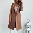 thumbnail image 2 of Amtdh Warm Peacoat for Women Solid Long Sleeve Lapel Double Breasted Wool Trench Coat Plus Size Loose Casual Outerwear Ladies Soft Jackets Fall Winter Fashion Yellow XL, 2 of 6