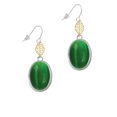 thumbnail image 2 of Delight Jewelry Silvertone Oval - Imitation Cat's Eye - Green - Goldtone Leaf French Earrings, 2 of 4