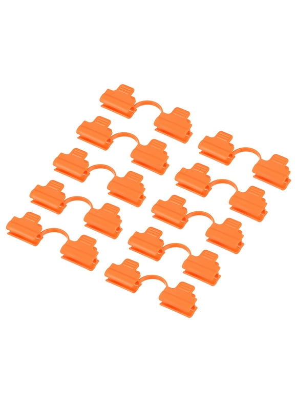 Uxcell 13mm Dia Plastic Greenhouse Film Fixing Clamps Plant Cover Clips Orange 10 Pack