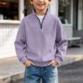 thumbnail image 2 of mgoYE Boys Quarter Zip Pullover Long Sleeve Corduroy Shirts Oversized Sweatshirts Kids Preppy Clothes Teens Hoodie 4-15T(Purple,5-6 Years), 2 of 6