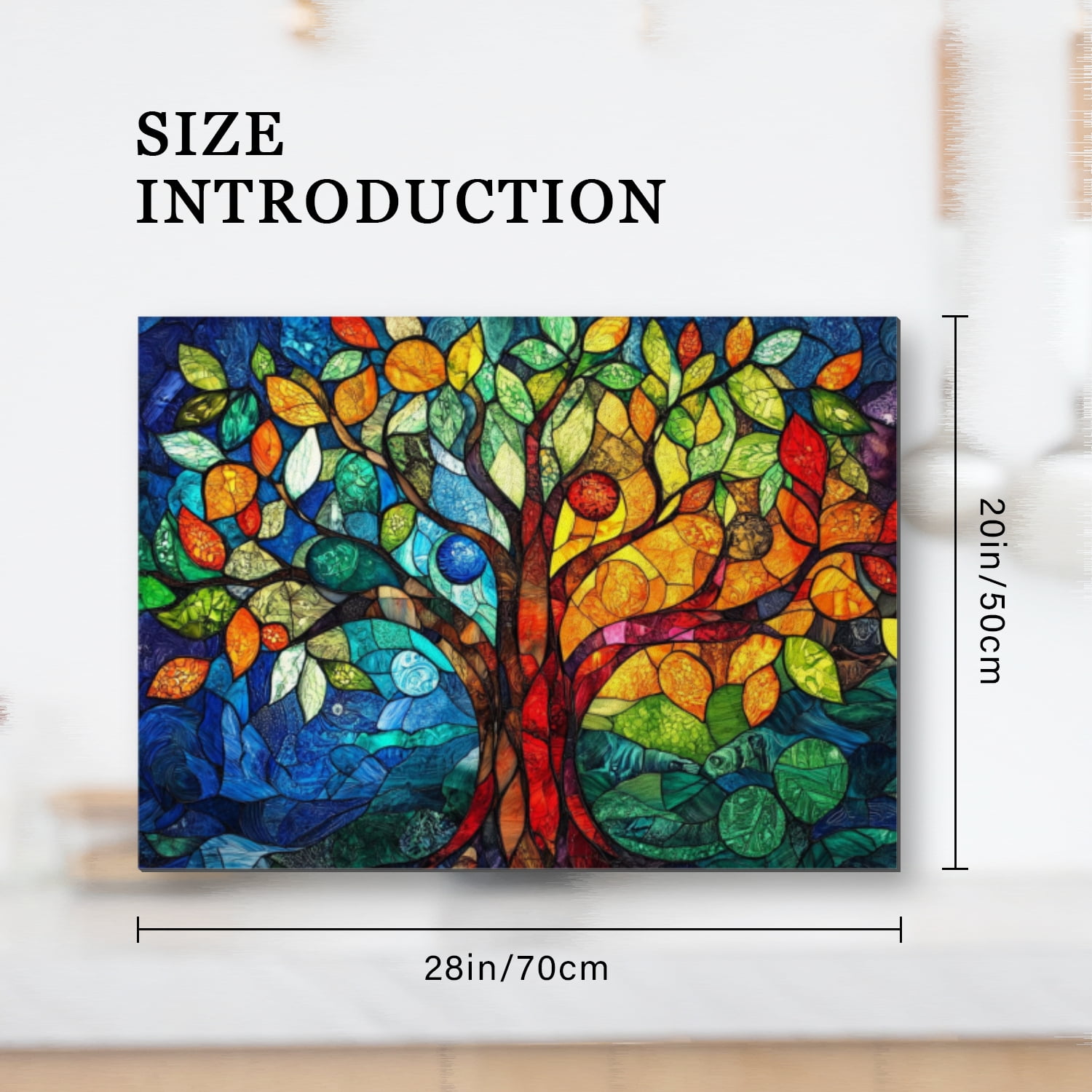 Stovetop Cover for Electric Stove, Colorful Tree of Life Heat Resistant Glasstop Stove Covers, Square Waterproof Washable Countertop Mat For Kitchen RV (28×20 Inch)