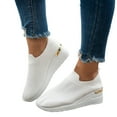 thumbnail image 1 of Women's Leopard Wedge Slip on Walking Shoes Comfortable Flying Woven Platform Loafers Work Sneakers, 1 of 6