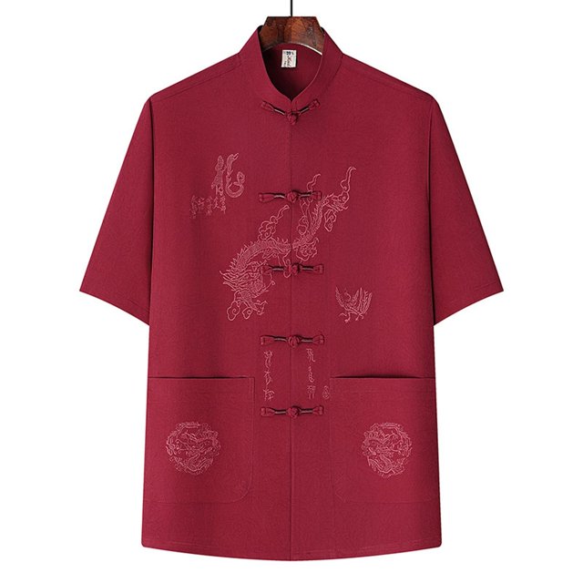pstuiky Camisas casuales de manga corta para hombre, Camisa informal de manga corta, cuello alto, lisa y cómoda para hombre camisetas de hombre xxl