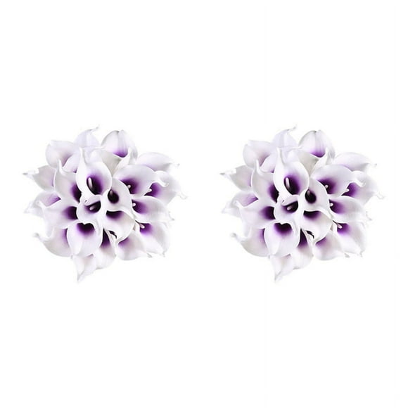 48Pcs Artificial Calla Flowers for DIY Centerpieces Home Decor(Purple in White)