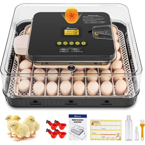 Sailnovo 56 Egg Incubator for Hatching Eggs with Automatic Egg Turning and Auto Humidification, Temperature Control, Egg Candler, Incubator for Chicken Eggs, Gray