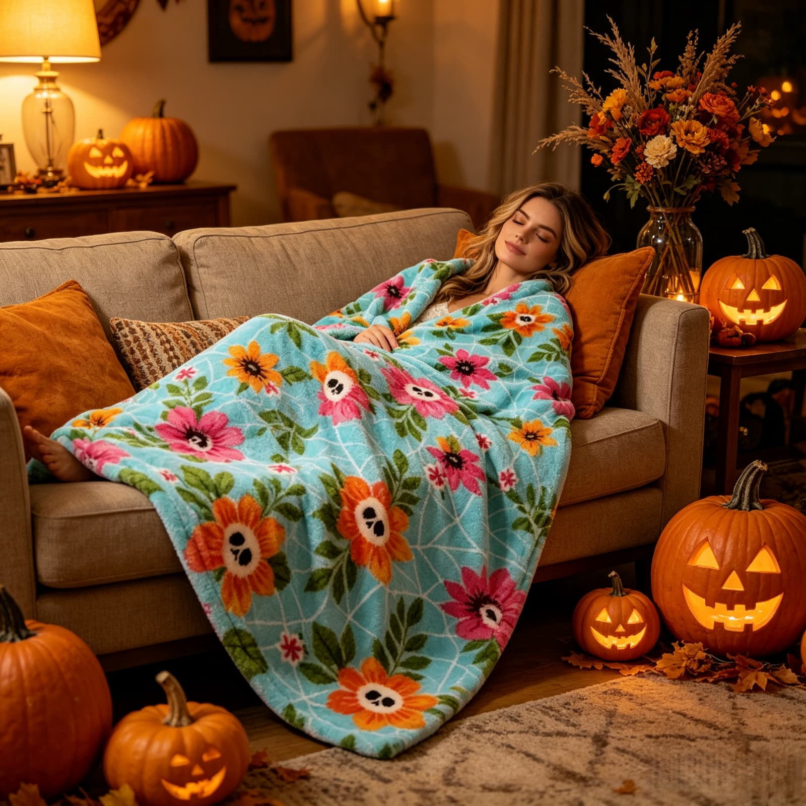 2026 new Summerween Oversize Super Soft Plush Throw Blankets, Summer Patio Pool Halloween Throws, All Seasons