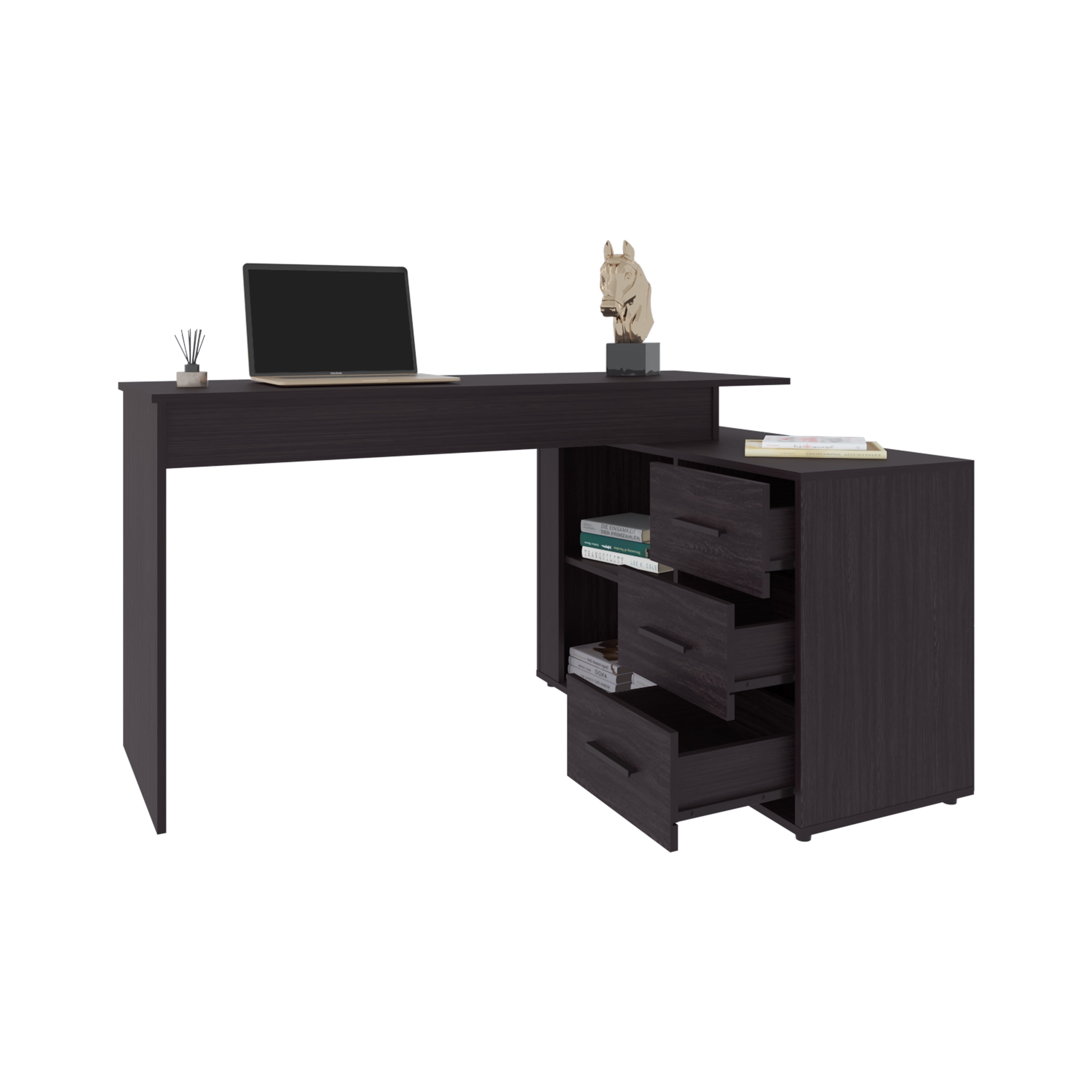 Astoutdoor Upton L-Shape Home Office Desk, Black