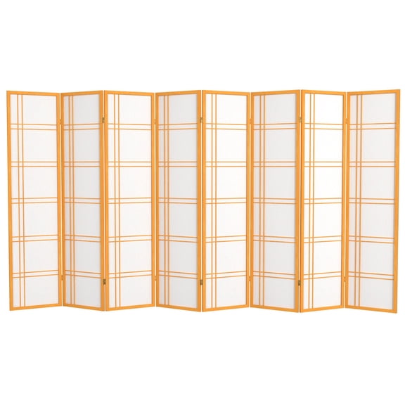 6 ft. Tall Double Cross Shoji Screen - Honey - 8 Panels