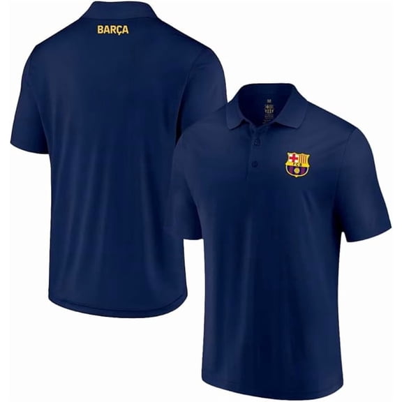 Icon Sports Barcelona Polo Shirt, Navy Crest, 100% Polyester, S-XL