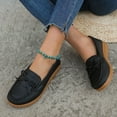 thumbnail image 6 of Women's Comfort Walking Boat Shoes Leather Loafers Casual Slip-On Clearance Teen Girls Shoes Slip-On Comfort Fashion Comfortable For Walking Flat Shoes Black 9, 6 of 7