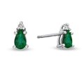 thumbnail image 1 of Pear Shaped Emerald And Diamond Earrings Set In 14K Gold, 1 of 1