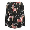 thumbnail image 5 of Hauts d'Été pour Femmes Décontractés Col Rond Boutonné Manches Longues Imprimé de Noël en Liquidation, 5 of 5