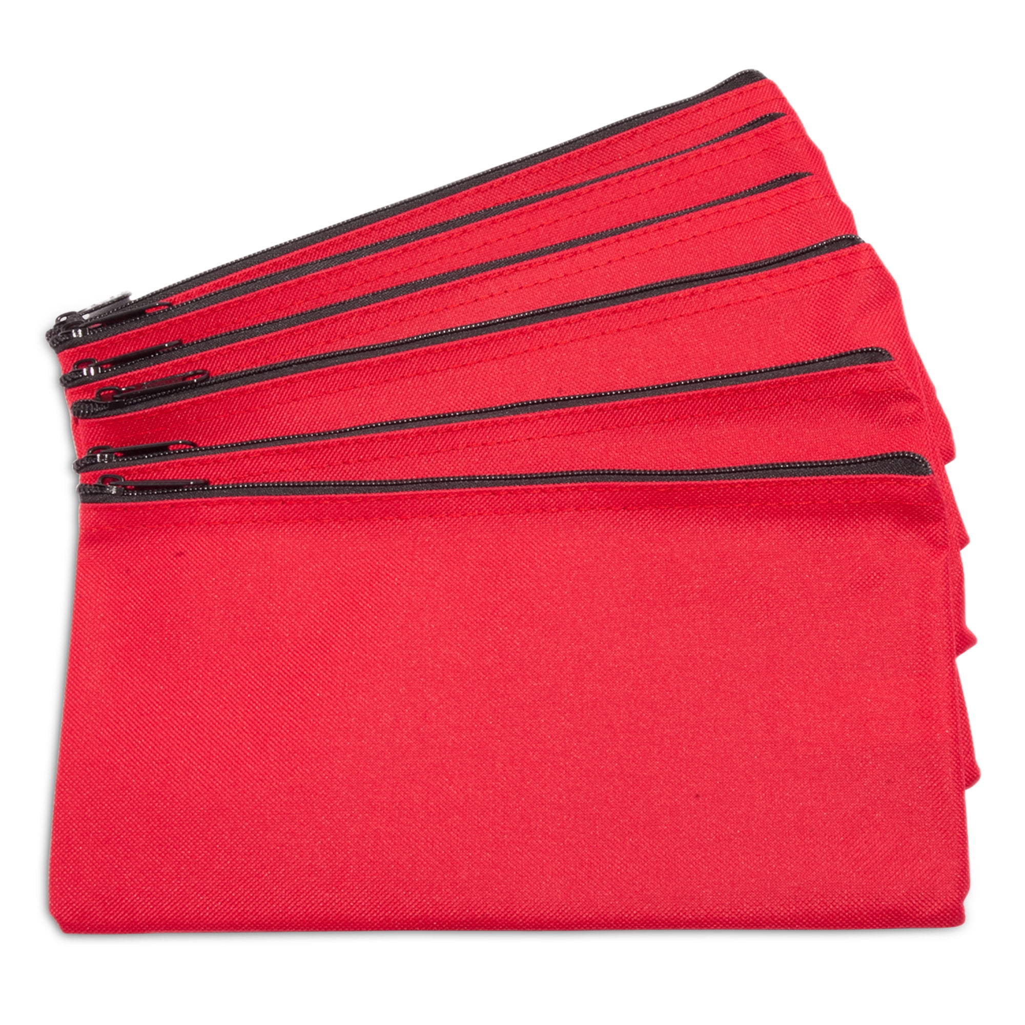 DALIX Zipper Bank Deposit Money Bags Cash Coin Pouch 6 Pack in Red 