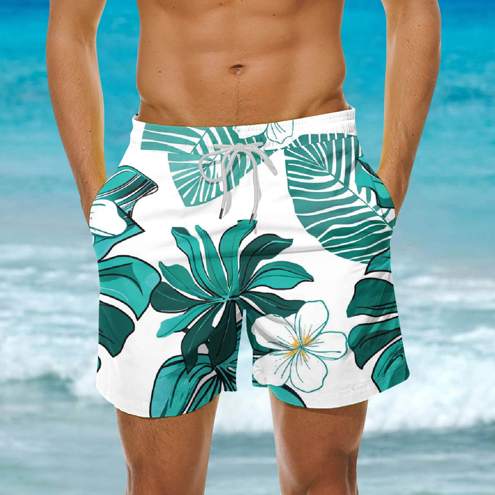 Miqool Mens Swim Trunks with Pockets, Quick Dry Swim Shorts