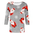 thumbnail image 4 of Camisas Navideñas Para Mujer Tops de Cuello Redondo Moda Impresa Suelta 3/4 Mangas Blusa Informal Odeerbi ODB194582, 4 of 5