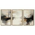thumbnail image 6 of SHENIFY Large 24x36in3pcs Natural Framed Black Gray Abstract Landscape Wall Art Brown Tan Neutral Minimalist Modern Decor Artwork Prints Rustic Hallway Bedroom, 6 of 8