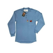 Comeaux FR Henley Style Welding Work Blue Long Sleeve T Shirt 100% Cotton FR 7.1oz HRC2 5XL