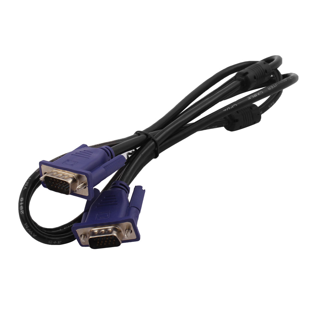 LCD Computer Monitor VGA Male to Male Extension Cable Blue Black 5Ft