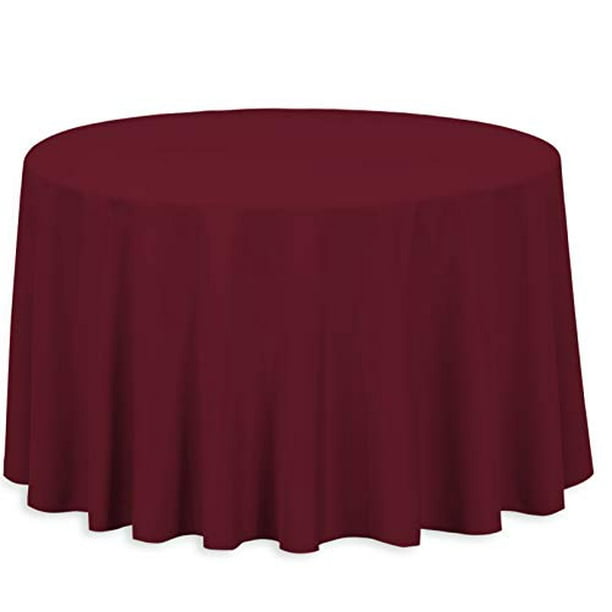 LinenTablecloth 108-Inch Round Polyester Tablecloth Burgundy - Walmart ...